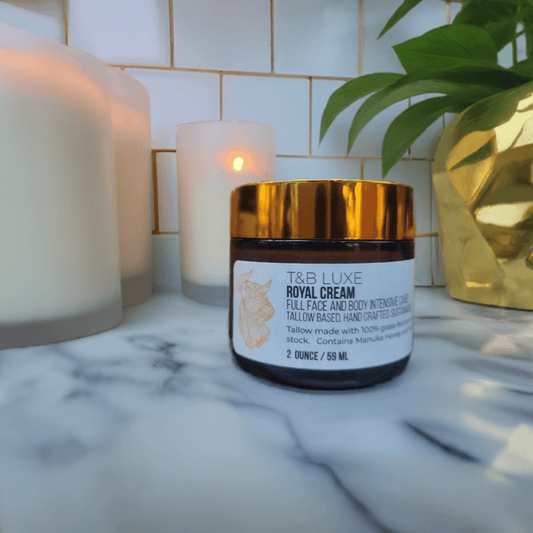 T&B Royal Whipped Tallow Skin Cream Intensive Care with Manuka Honey and Moringa Oil - T&B LUXE Tallow Balm with honey all natural 